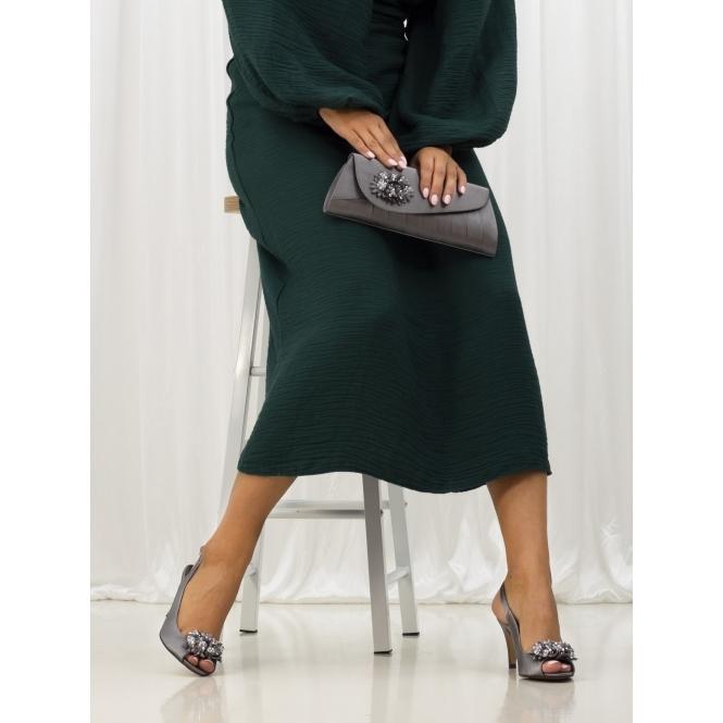 Lunar Sabrina Dark Grey Floral Satin Bag