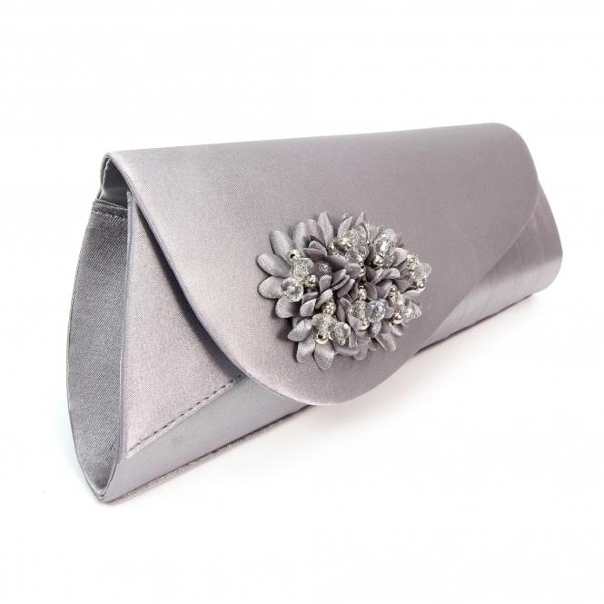 Lunar Sabrina Dark Grey Floral Satin Bag