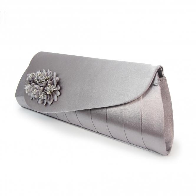 Lunar Sabrina Dark Grey Floral Satin Bag