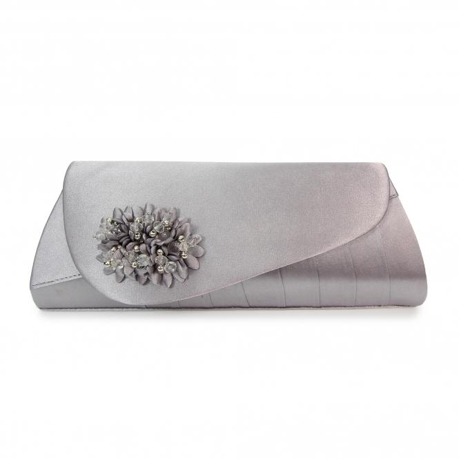 lunar Sabrina Dark Grey Floral Satin Bag