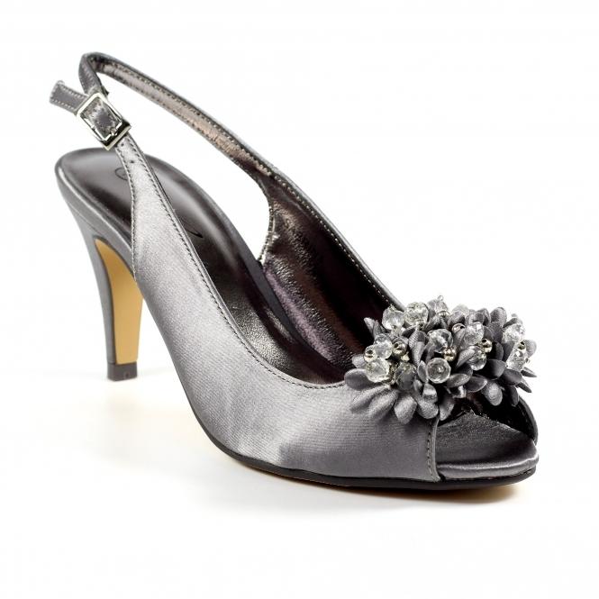 Lunar Sabrina Dark Grey Satin Slingback Court