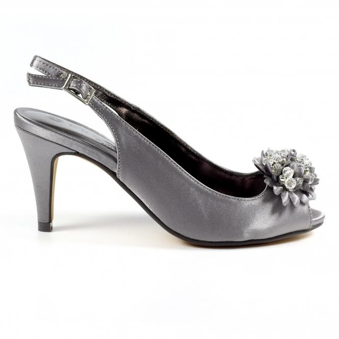lunar Sabrina Dark Grey Satin Slingback Court