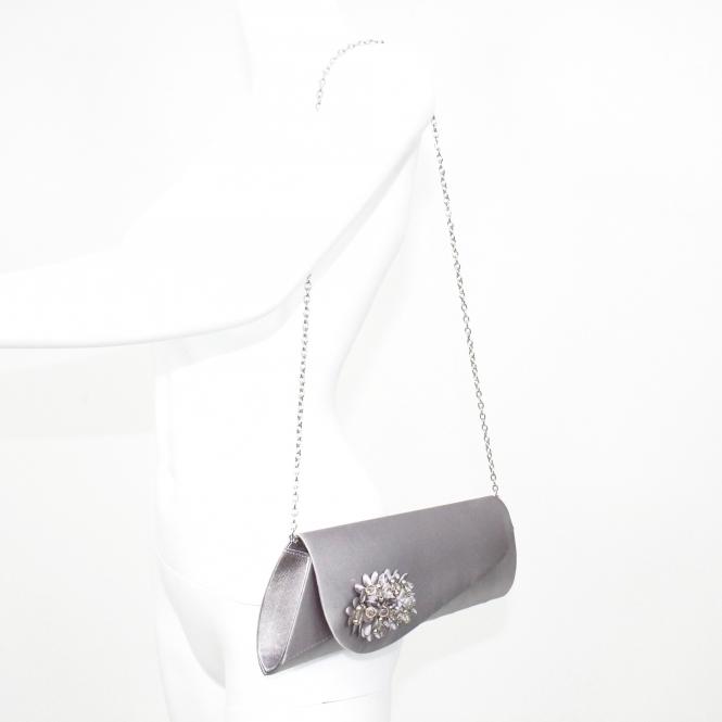 Lunar Sabrina Grey Floral Satin Bag