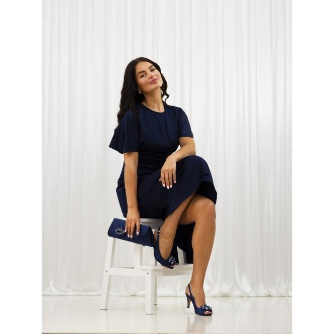 Lunar Sabrina Navy Satin Slingback Court