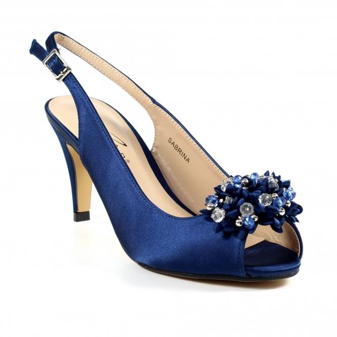 Lunar Sabrina Navy Satin Slingback Court