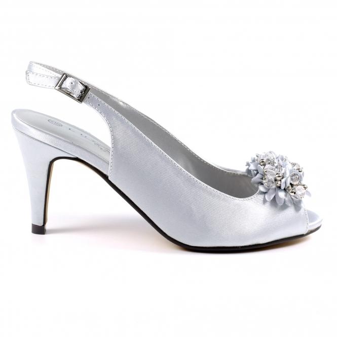 Lunar Sabrina Silver Satin Slingback Court