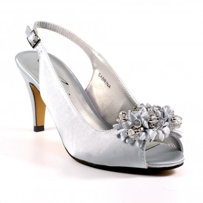 Lunar Sabrina Silver Satin Slingback Court