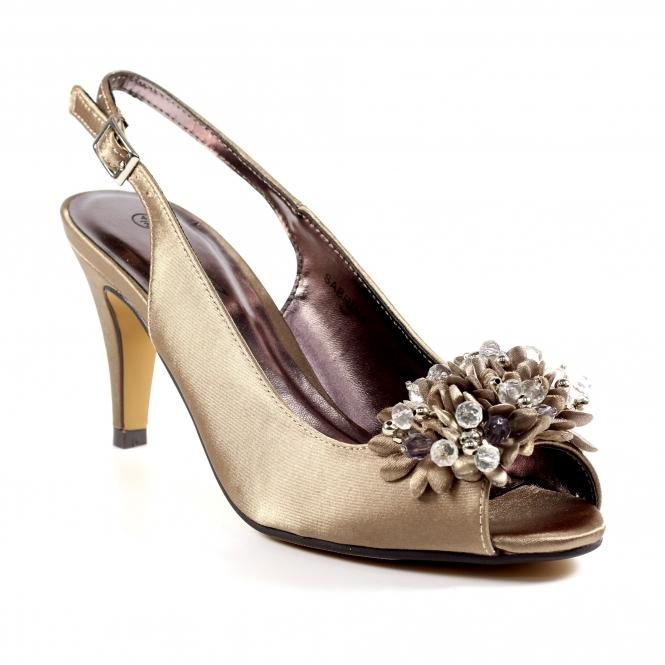 Lunar Sabrina Taupe Satin Slingback Court