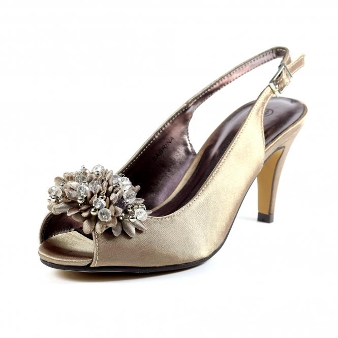 Lunar Sabrina Taupe Satin Slingback Court