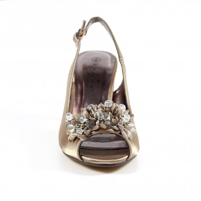 Lunar Sabrina Taupe Satin Slingback Court