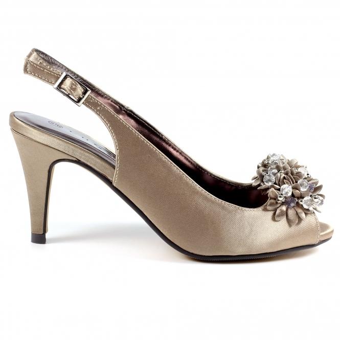 lunar Sabrina Taupe Satin Slingback Court