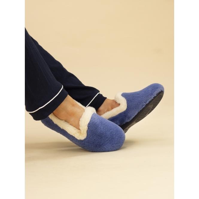 Lunar Shake Blue Fur Trim Slipper