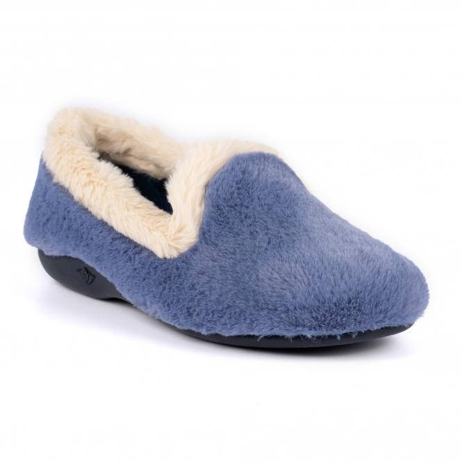 Lunar Shake Blue Fur Trim Slipper