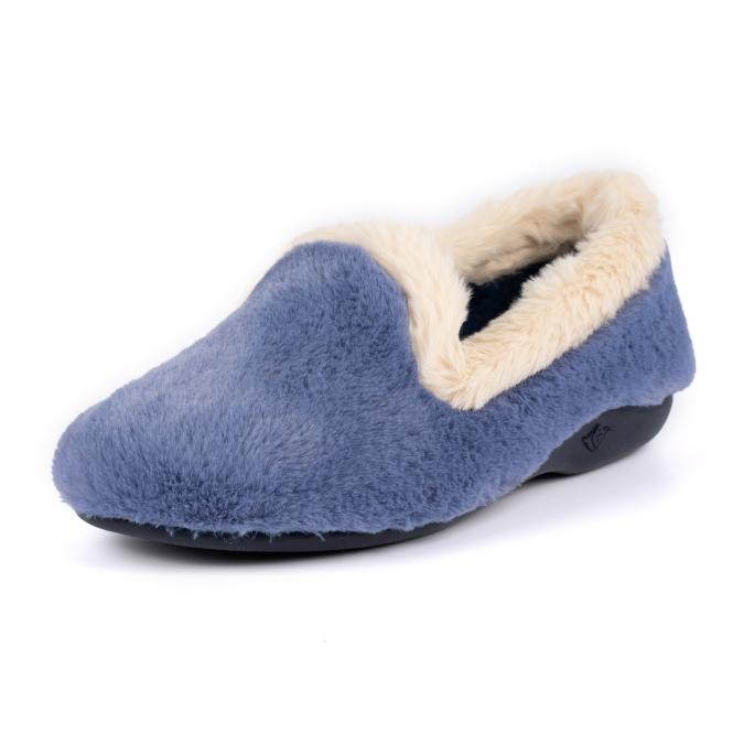 Lunar Shake Blue Fur Trim Slipper