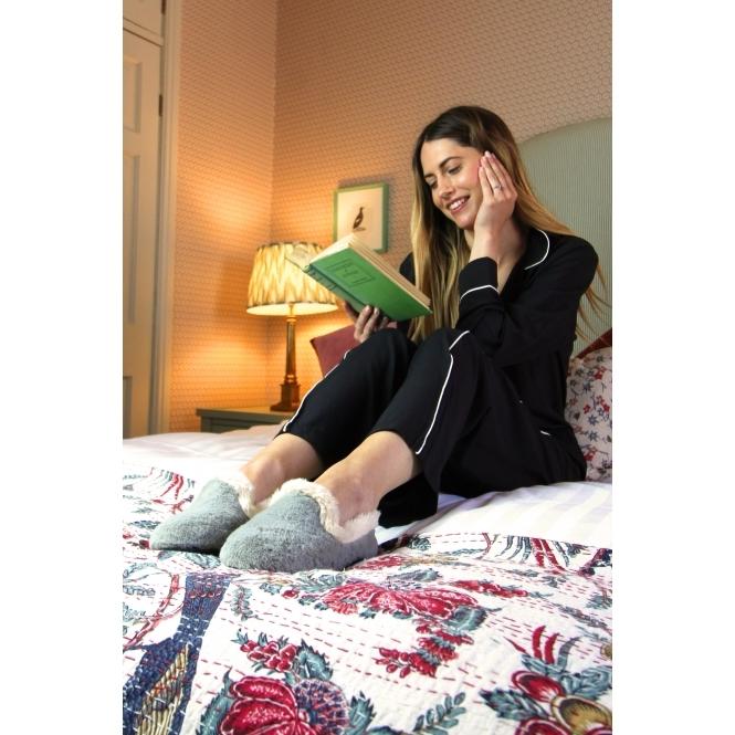 Lunar Shake Grey Fur Trim Slipper