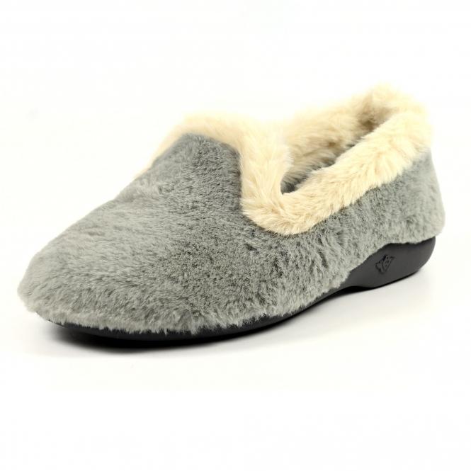 Lunar Shake Grey Fur Trim Slipper