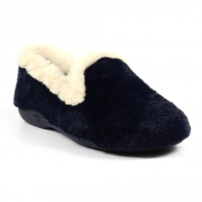 Lunar Shake Navy Fur Trim Slipper