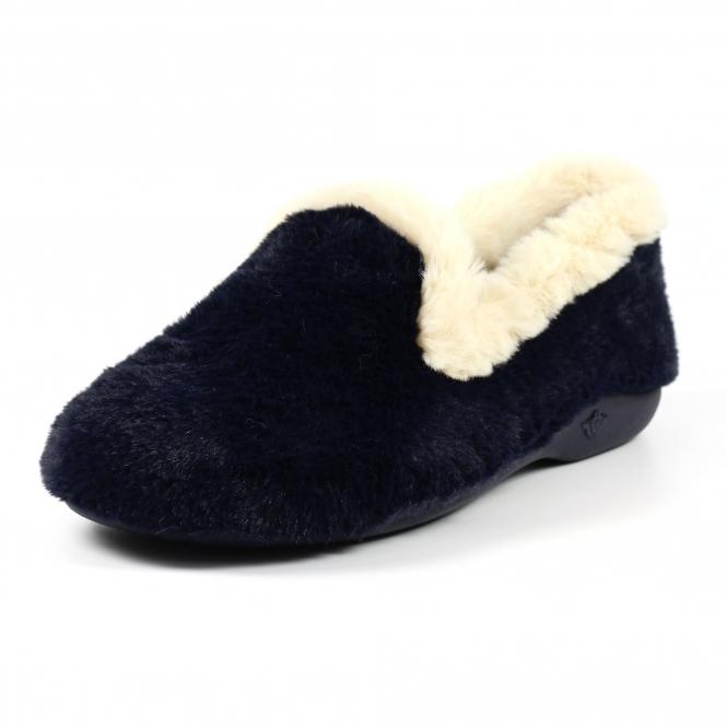 Lunar Shake Navy Fur Trim Slipper