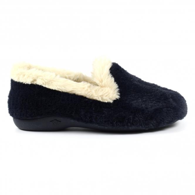 lunar Shake Navy Fur Trim Slipper