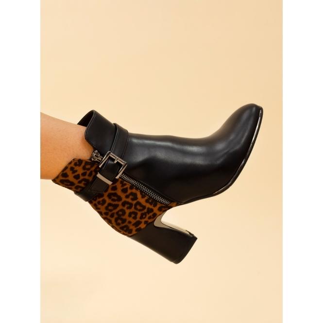 Lunar Shaw Black/Ocelot Ankle Boot