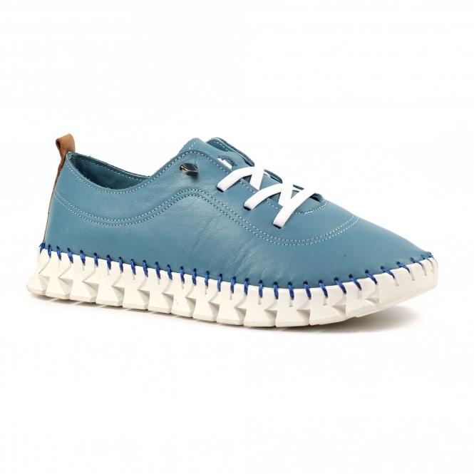 Lunar St Austell Light Blue Leather Plimsoll