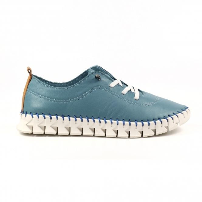 lunar St Austell Light Blue Leather Plimsoll