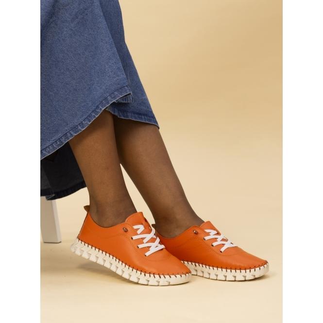 Lunar St Austell Orange Leather Plimsoll