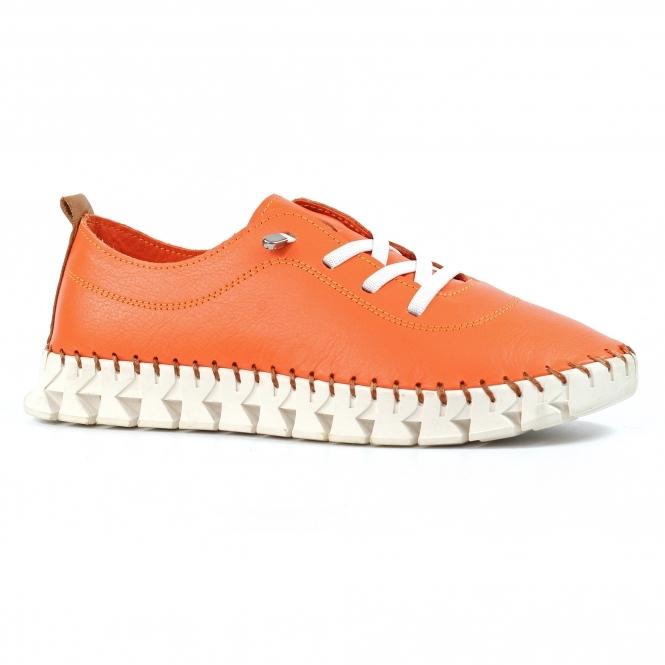 Lunar St Austell Orange Leather Plimsoll