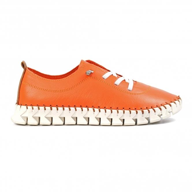 lunar St Austell Orange Leather Plimsoll