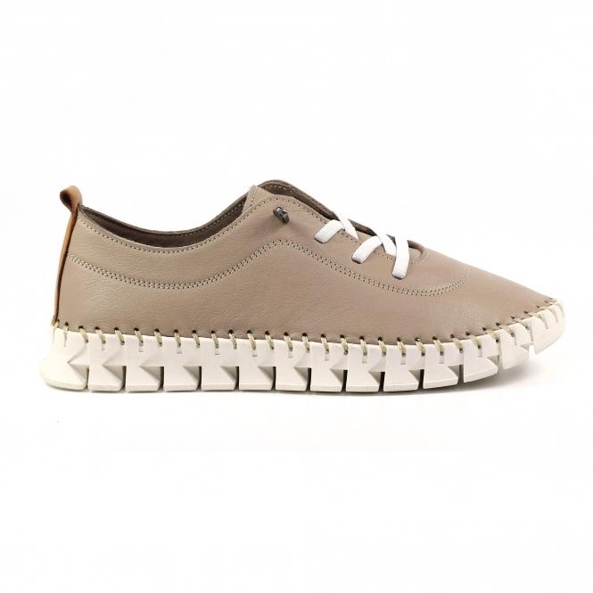 Lunar St Austell Taupe Leather Plimsoll