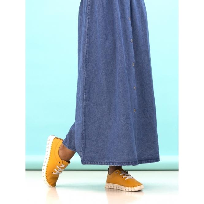 Lunar St Austell Yellow Leather Plimsoll