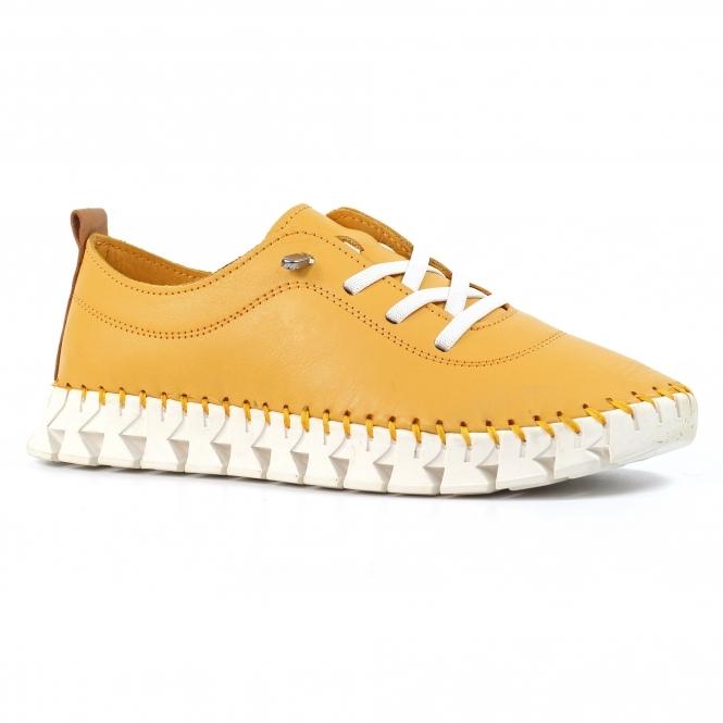 Lunar St Austell Yellow Leather Plimsoll