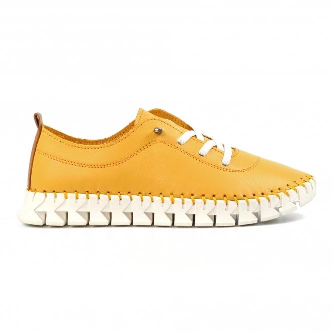 lunar St Austell Yellow Leather Plimsoll