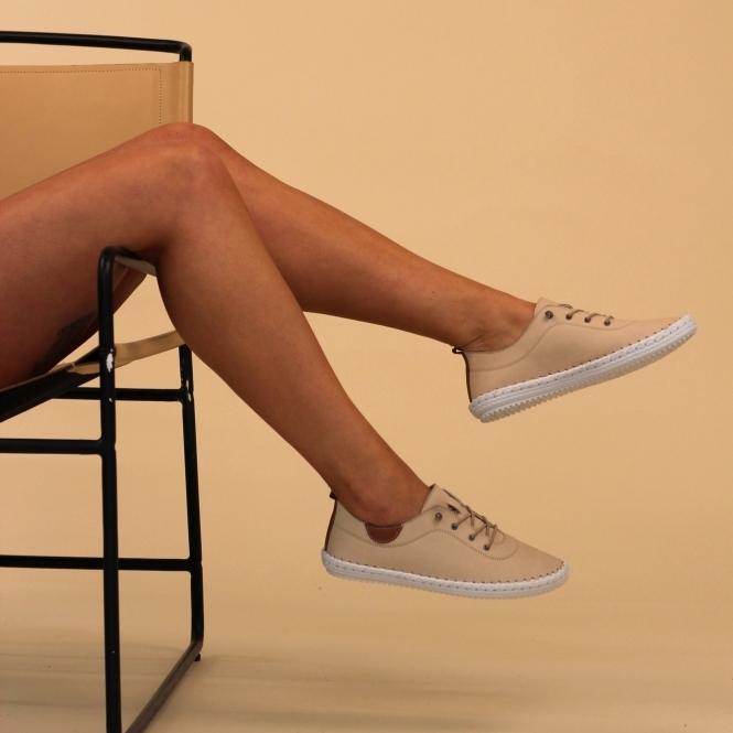 Lunar St. Ives Beige Leather Plimsoll
