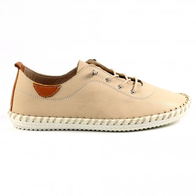 lunar St. Ives Beige Leather Plimsoll