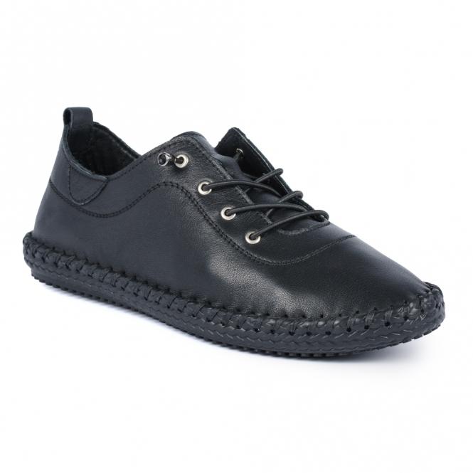 Lunar St. Ives Black Sole Leather Plimsoll