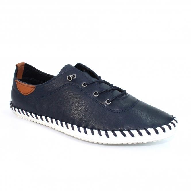 Lunar St. Ives Blue Leather Plimsoll