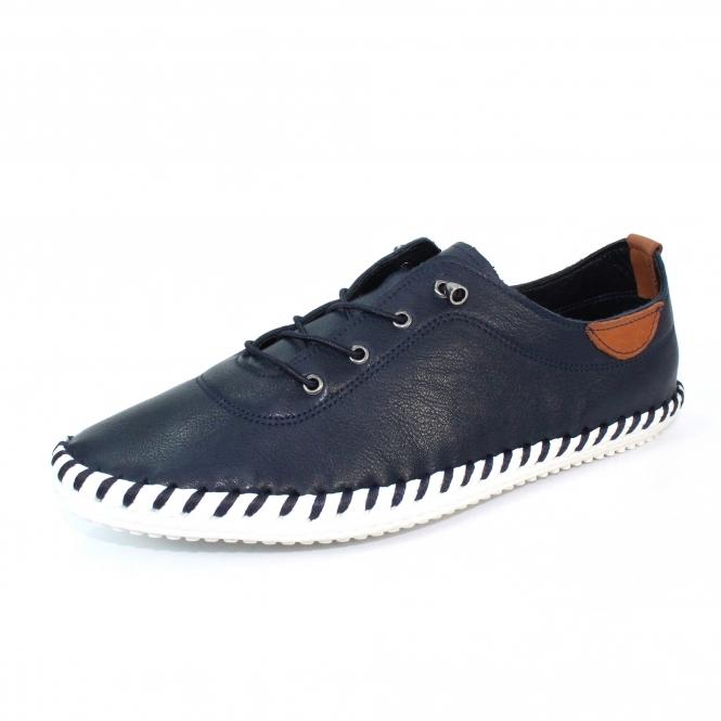 Lunar St. Ives Blue Leather Plimsoll