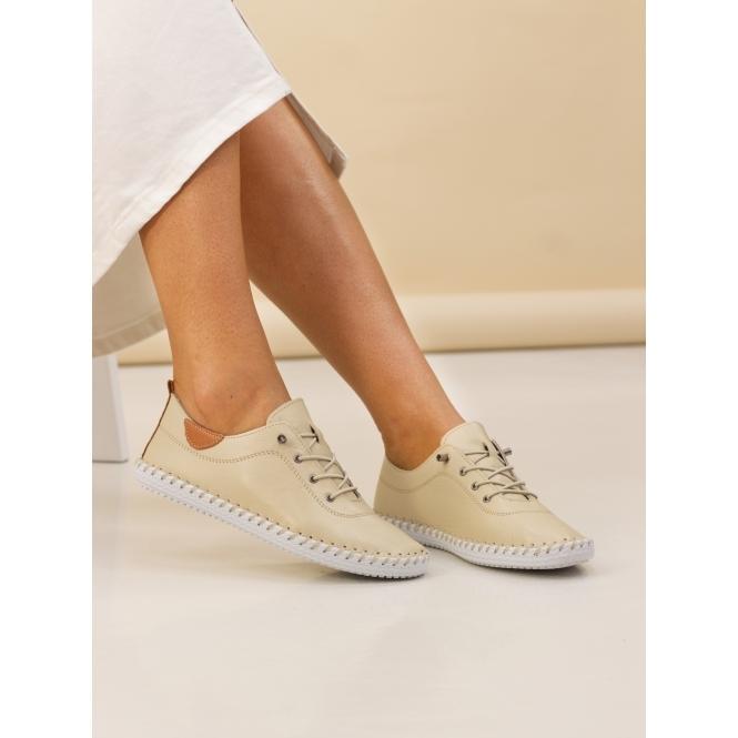 Lunar St. Ives Cream Leather Plimsoll