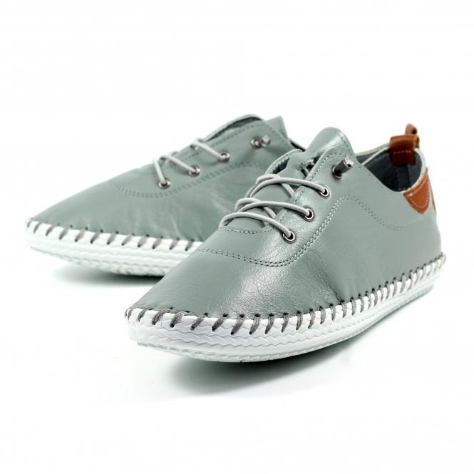 Lunar St. Ives Grey Leather Plimsoll