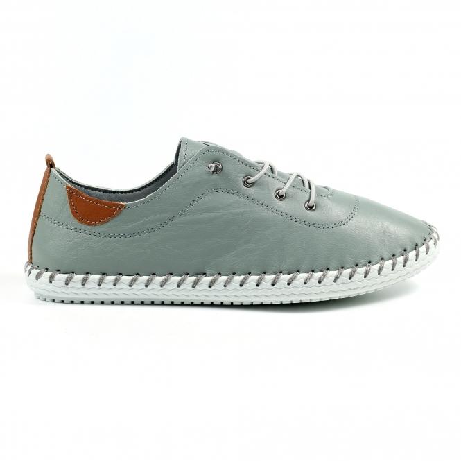 lunar St. Ives Grey Leather Plimsoll