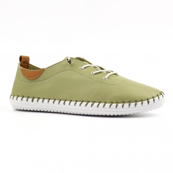 Lunar St Ives Khaki Leather Plimsoll
