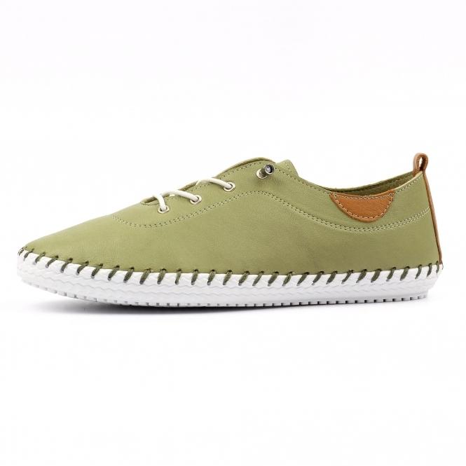 Lunar St Ives Khaki Leather Plimsoll