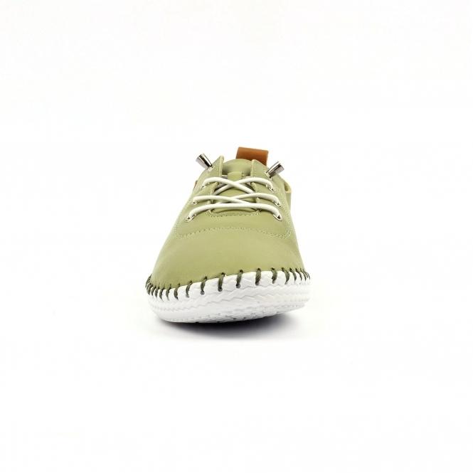 Lunar St Ives Khaki Leather Plimsoll