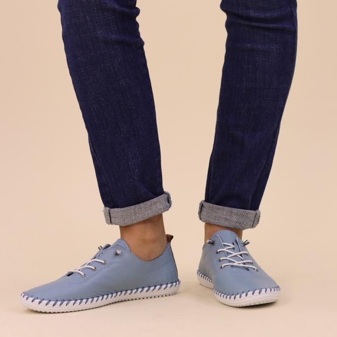 Lunar St. Ives Light Blue Leather Plimsoll