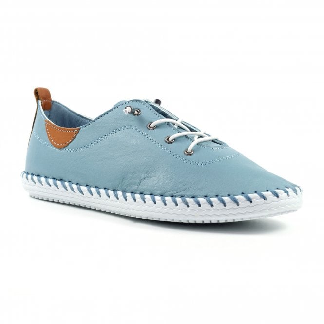 Lunar St. Ives Light Blue Leather Plimsoll