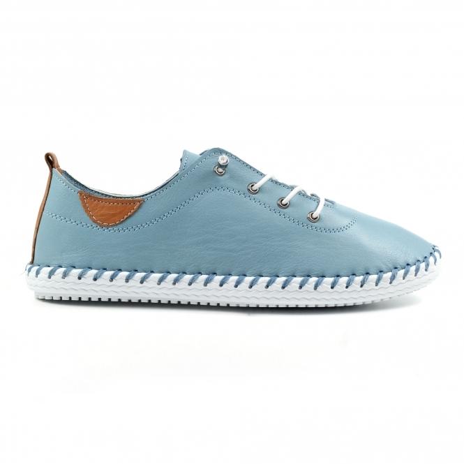 lunar St. Ives Light Blue Leather Plimsoll