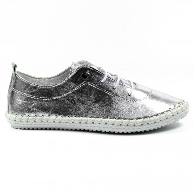 lunar St. Ives Metallic Silver Plimsoll