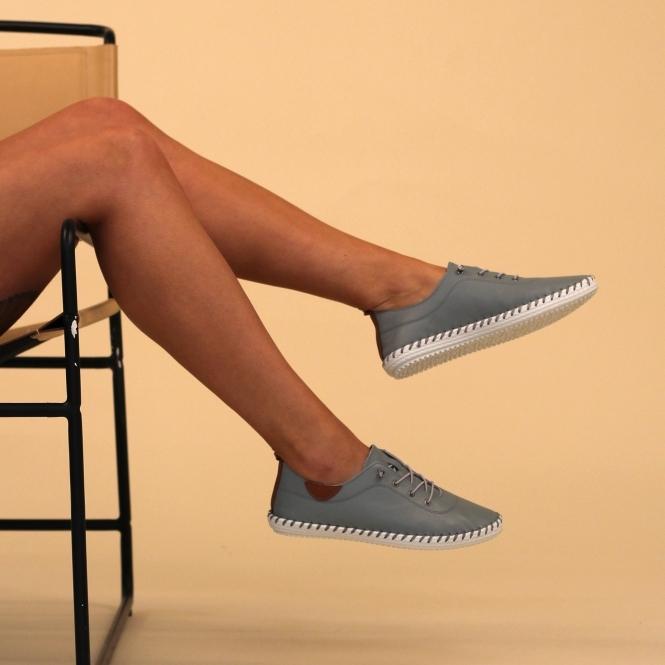 Lunar St. Ives Mid Blue Leather Plimsoll