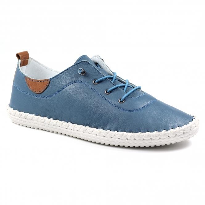 Lunar St. Ives Mid Blue Leather Plimsoll